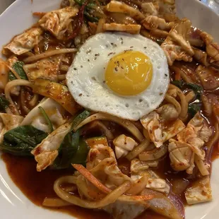 Spicy Stir Fried Squid Udon