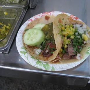 My two tacos with toppings.