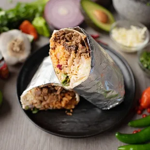 a burrito on a plate