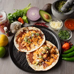 two tortillas on a plate