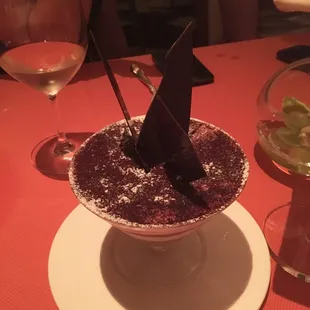 Truly superb tiramisu- light, rich and with a chocolate sculpture stop it