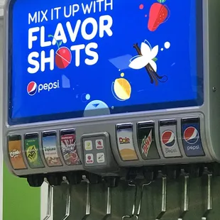 Love the flavor shots pepsi machine. Food was amazing. Definitely get your bang for buck. Customer service was amazing also