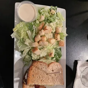 Turkey, Bacon, Avocado Club and Caesar Salad