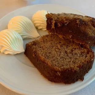 Banana bread garnish complimentary