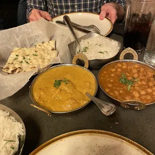 Korma Chicken Channa Masala Garlic Naan