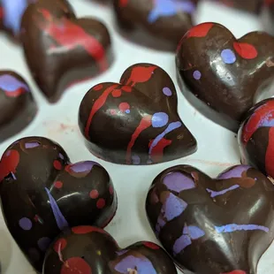 Raspberry heart truffles.