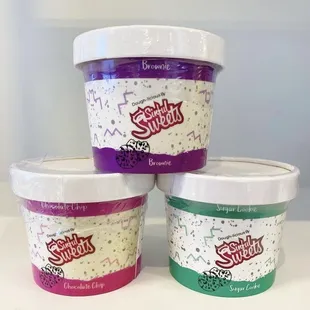 16 oz. Brownie Batter Cookie Dough, 16 oz. Chocolate Chip Cookie Dough &amp; 16 oz. Sugar Cookie Dough