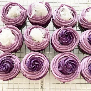 Ube Cupcakes with Ube Halaya and Macapuno