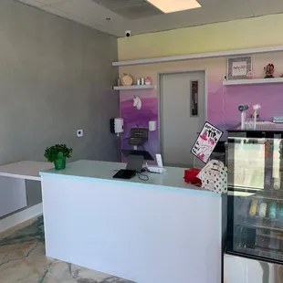 a counter in a restaurant