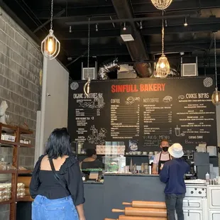 Bakery counter and menu