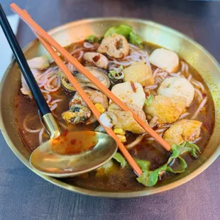 Spicy Seafood Rice Noodles Soup