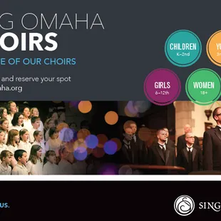 Children's Choirs and Adult Choirs, plus voice lessons and summer camps! Omaha's best arts Non-Profit! www.singomaha.org