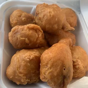 Inside had no chicken it was only batter as if someone ate it and they re-dipped the chicken.