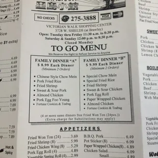 menu