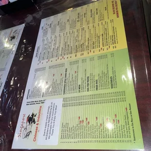 Extensive menu