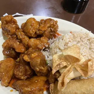 14. General Cho Chicken Dinner Special Rangoon Egg roll Fried rice