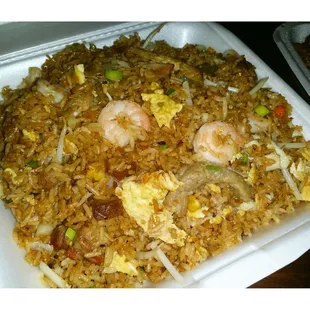 Combination fried rice with extra bean sprouts....was good but needed more flavor...good though