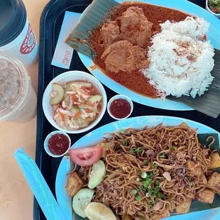 Mee Goreng and Chicken Rendang