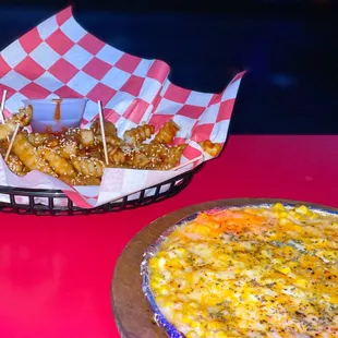 a pizza and appetizer