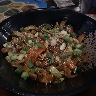 Pork belly over rice.. super spicy