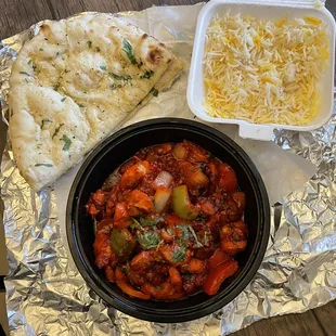 Chili Chicken and Garlic Naan