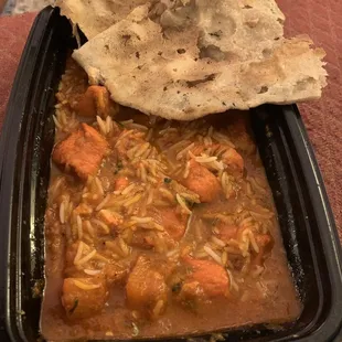 Chicken Vindaloo and tandoori roti