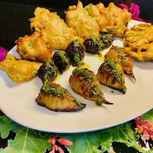 White Beets &amp; Beet Greens from S.M. Beets w/lime leaf salsa and Batter Dipped Beet Greens