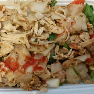 Spicy noodles with chicken and shrimp
