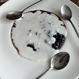 Dessert. A black rice with coconut milk sauce.