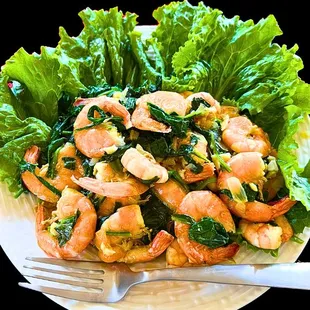 Spicy Garlic Shrimp with Spinach