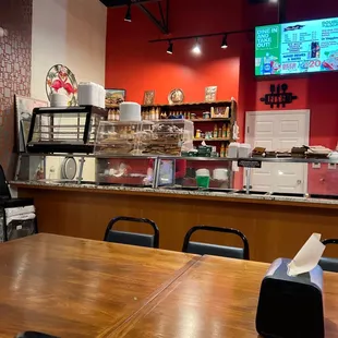 a view of the dining area