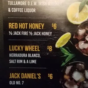 Drink menu