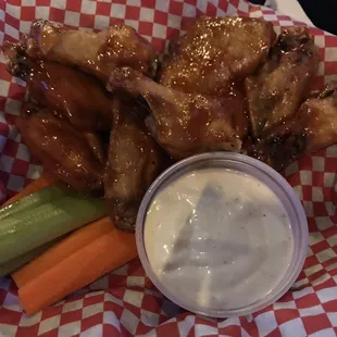 The wings with Whiskey BBQ sauce was very good!  And so was the blue cheese.