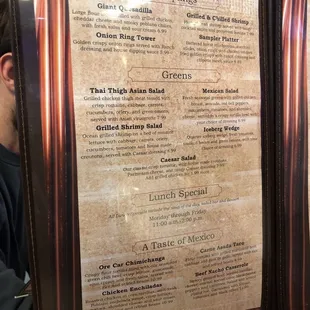 a menu for a single jack