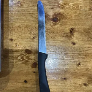 Not sure but I think this is a knife. Looks like one and came with a fork. I cut my brisket with the fork.