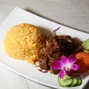 Steak Tips with French Fried Rice