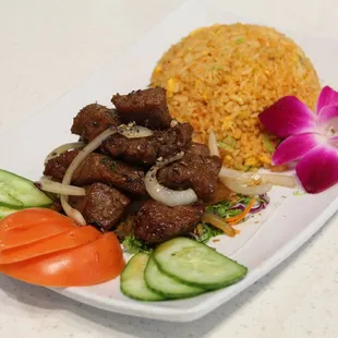 Steak Tips with French Fried Rice