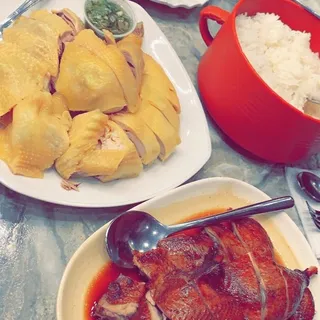 Roasted Duck And Steamed Chicken With Rice