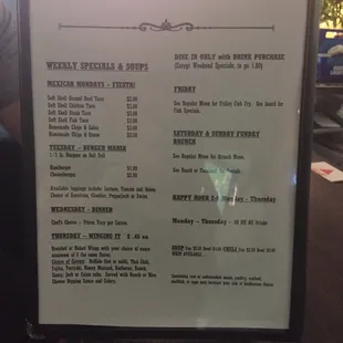 menu