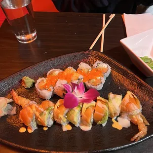 a plate of sushi