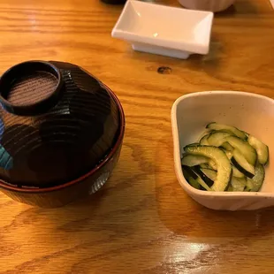 cucumbers and miso soup