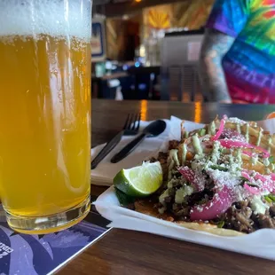 A trio of asada tacos and a fine Italian Pilsner - great way to spend a Saturday afternoon!