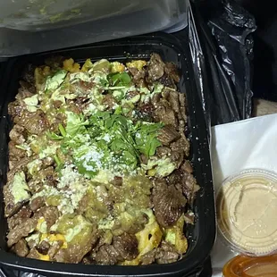 Carne asada waffle fries