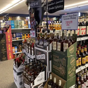 a variety of liquors in a store