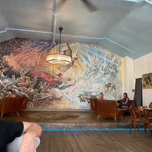 a man sitting in a restaurant