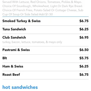 the menu of the restaurant