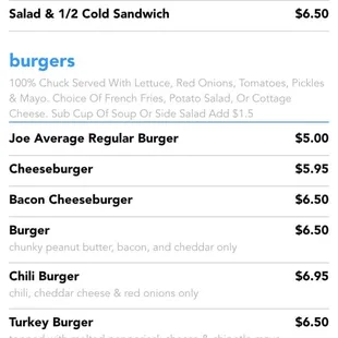 the menu of the restaurant