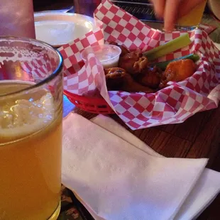 Full order of Wings of Fire and Session beers on tap.