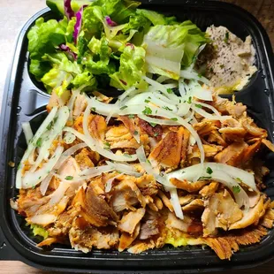 Chicken Shawarma with salad and rice