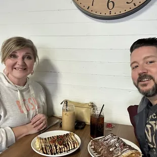 2 crepes, and 2 cold brews!